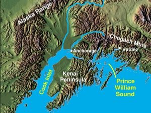 Prince William Sound, area highly impacted by the 1989 Exxon Valdez oil spill