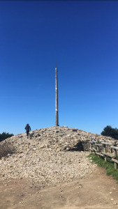 Action shot of me running up to the cross where you leave the item you have been carrying that represents your burdens.