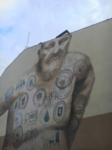 Stamps of all the albergues in this city...and a really cool building.