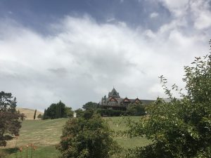 view of the winery from the pond