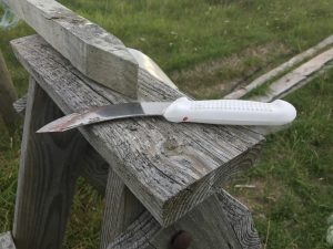 I'm not going to post gory photos online but this is the knife we used to slice the heads off