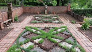 A traditional Elizabethan herb garden at Agecroft Hall in Lancashire, England