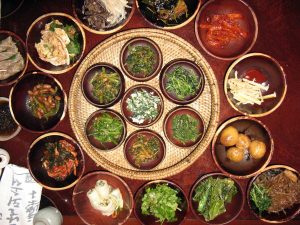 A traditional meal one may experience at a Buddhist temple in South Korea