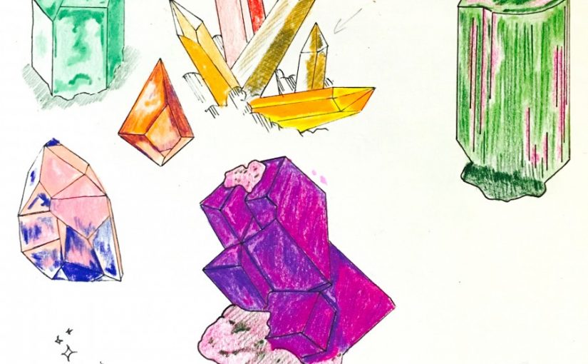 Illustrated Journal Notes: Crystals and Gems in Colored Pencil