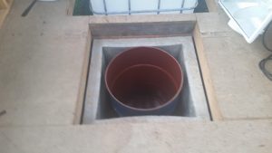 Sump tank with stem wall