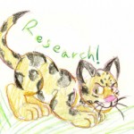 Drawing of a cub ready to pounce. Colored with colored pencils.