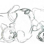Sketch of the cubs rolling.