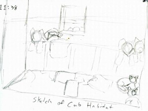 Sketch of the cub den before it got reorganized.