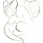 Sketch of the two cubs cuddling together.