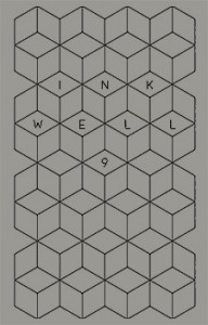 The front cover of a book. It has a grey background with a black repeating geometric design and says "Inkwell 9"