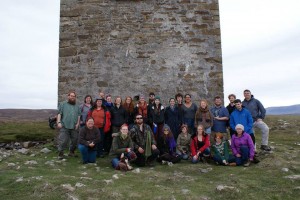 All members of the 2013-14 "Ireland in History and Memory" celebrating their climb to the Napoleonic tower in Gleann Cholm Cille, County Donegal