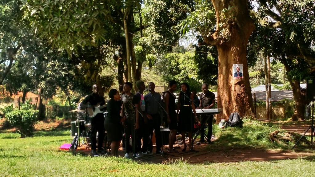 Makerere students performing on the lawn
