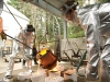 Evergreen students participate in a bronze pouring under the direction of Bob Leverich in March of 2008.