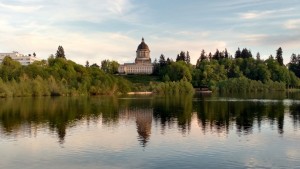 The Legislative Building at sunset