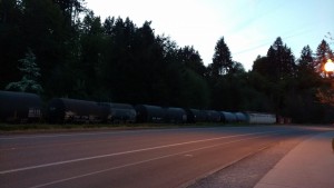 A train with trees in the background