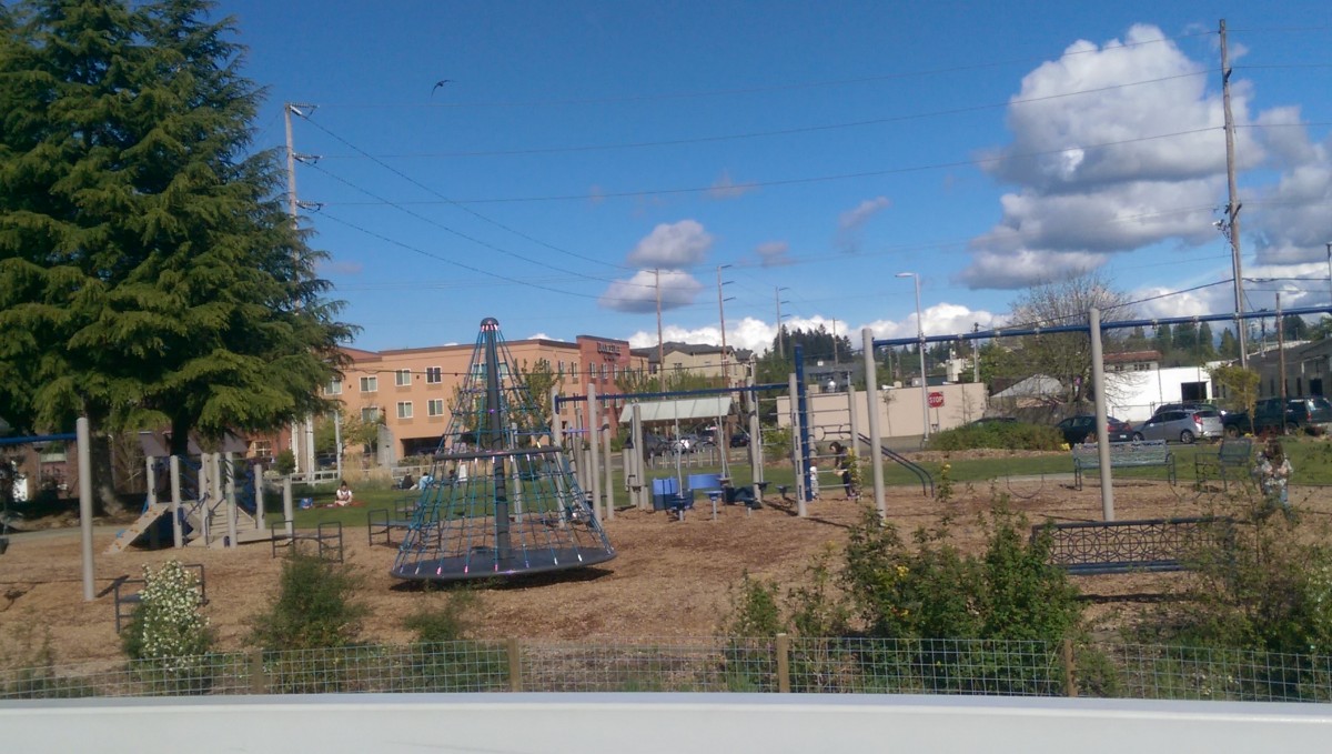 There was a few families enjoying the nice weather in the park.