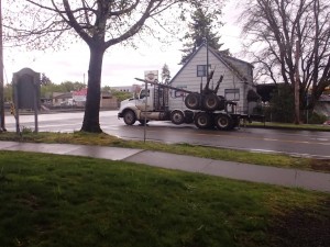 Truck on the road near area of study.